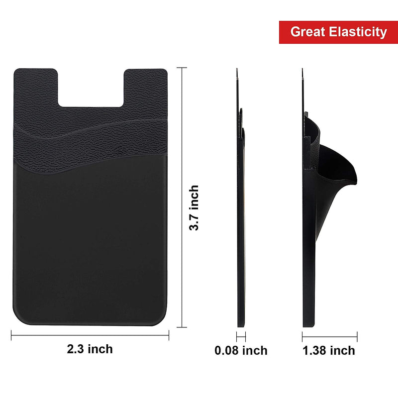Senose Phone Wallet, Card Holder for Back of Phone Stick on Phone Cases Great Storage Compatible for iPhone/Android/Samsung Galaxy Pack of 5 Black+White+Gray+Pink+Light Blue