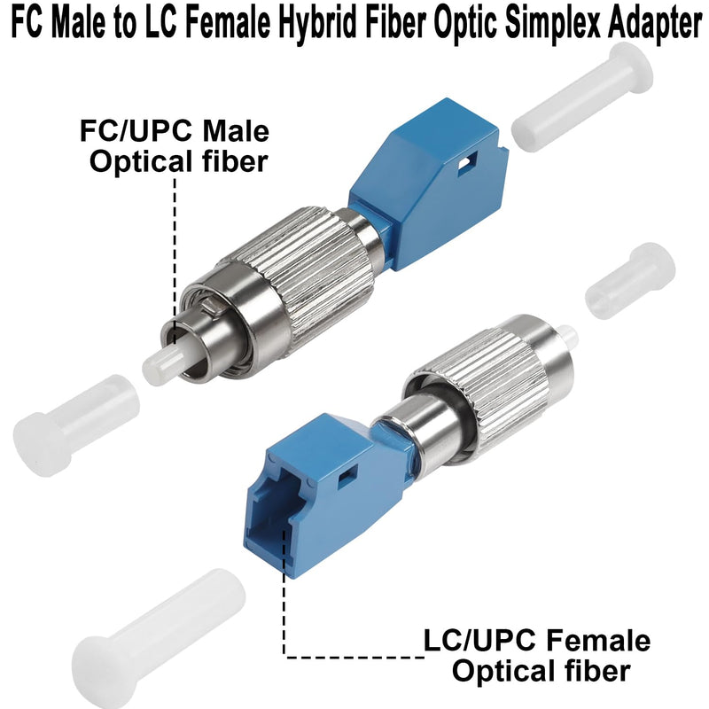 QIANRENON FC Male to LC Female Singlemode Fibre Optic Adapter SM 9/125μm FC/UPC Male to LC/UPC Female Hybrid Fibre Simplex Converter Coupler, for Red Light Pen Optical Power Meter Patch Cord Pigtail