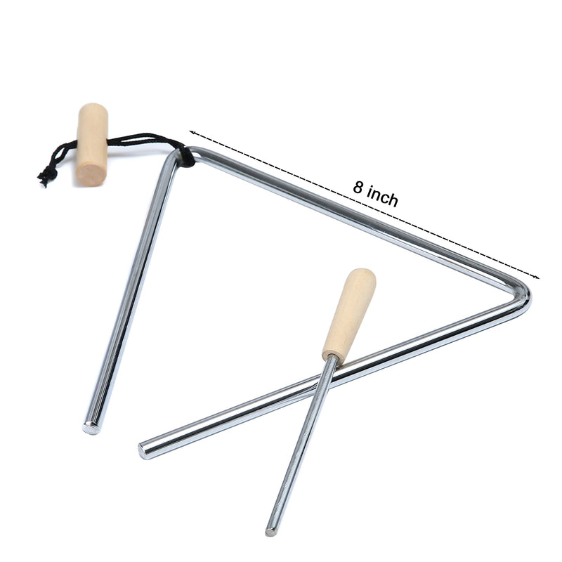 8 Inch Musical Triangle Instrument, Steel Triangle Percussion Bell With Striker 8 INCH