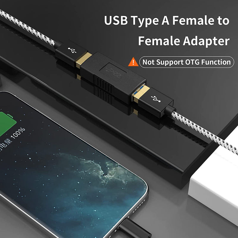 USB 3.0 Coupler, CableCreation 2 Pack USB 3.0 Type A Female to Female Extension Adapter, USB to USB Adapter, Black