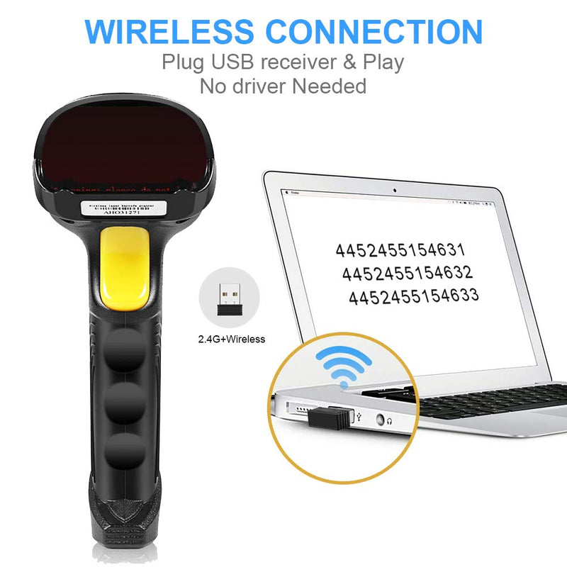 [AUSTRALIA] - Barcode Scanner Wireless, Basecent USB Quick Laser Barcode Scanner Reader (Lector De Codigo De Barras), Handheld Barcode Reader Scanner for Library Book, Warehouse Inventory, Store 