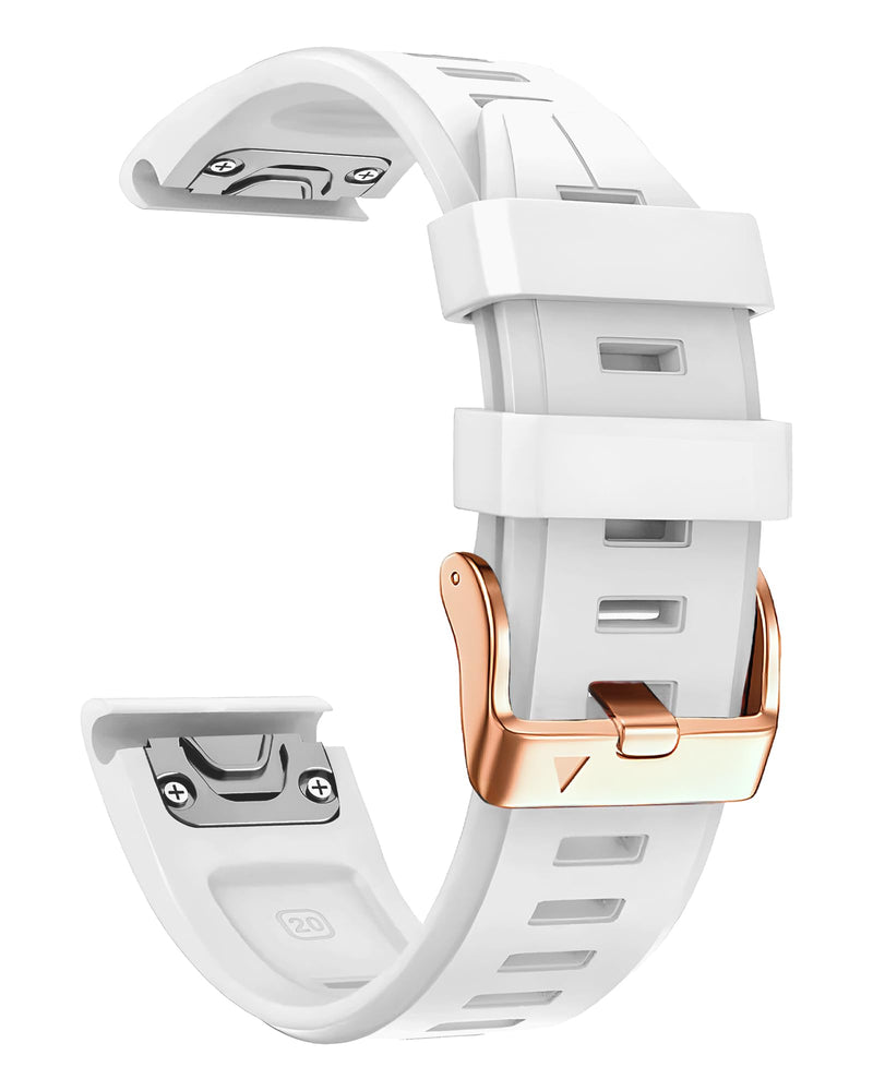 20mm Watch Band for Garmin fenix 5s 6s 7s, Quickfit 20 Bands Rose Gold Silicone WHITE and SEA FOAM Bundle