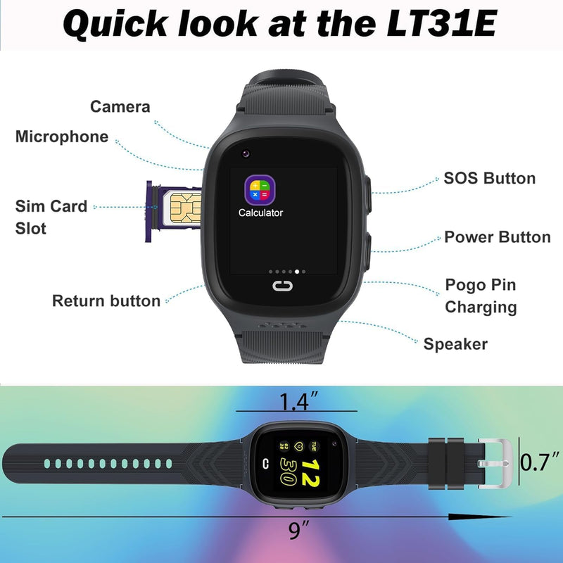 4G Kids Smart Watch Boys with GPS Tracker Location Video Call Cell Phone SOS Calling Voice Chat Camera Alarm Clock Touch Screen SmartWatch Gifts for Age 5-12 Kids (Black) Black