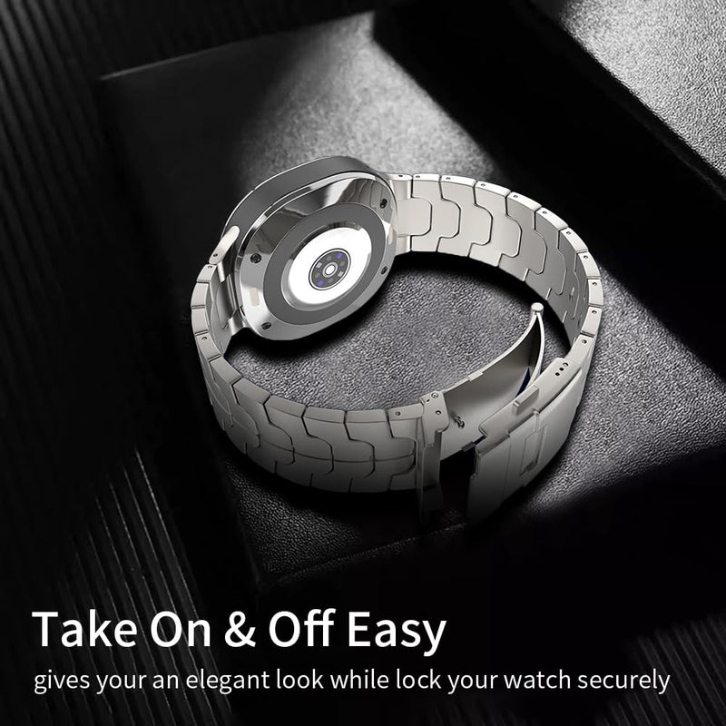 Titanium Band for Samsung Galaxy Watch Ultra 2 1 47mm (2026/2025/2024), No Gap Metal Watchband with Integrated Buckle Strap Replacement Accessory for Galaxy Watch Ultra 47mm grey