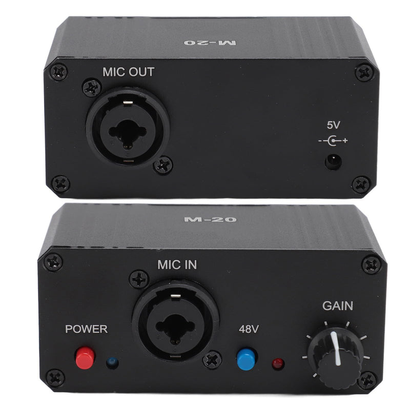 Microphone Preamp, 48V Power Mic Preamplifier XLR Output Microphone Preamp Booster, Mini Microphone Preamp for Dynamic and Condenser Mic