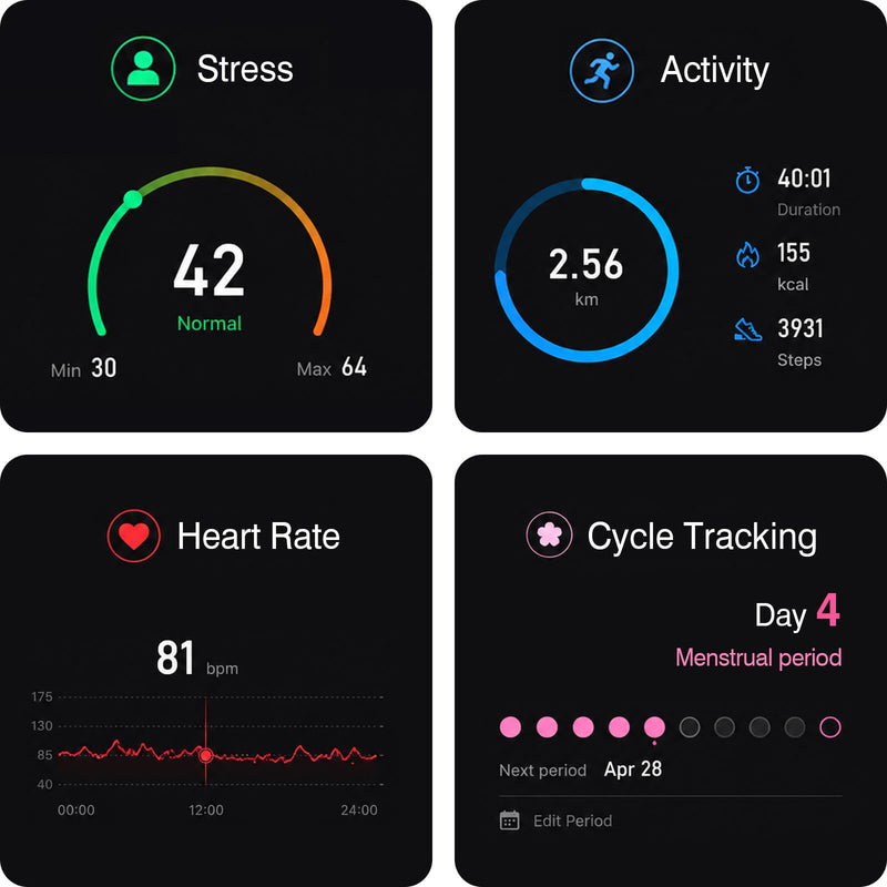 Screenless Fitness Tracker for Men Women, for iOS & Android (2 Bands) | Smart Bracelet with Sleep/Heart Rate/Blood Oxygen Monitor, 35-Day Battery Life/176 Sports Modes/AI Health Analysis/Waterproof 6.0