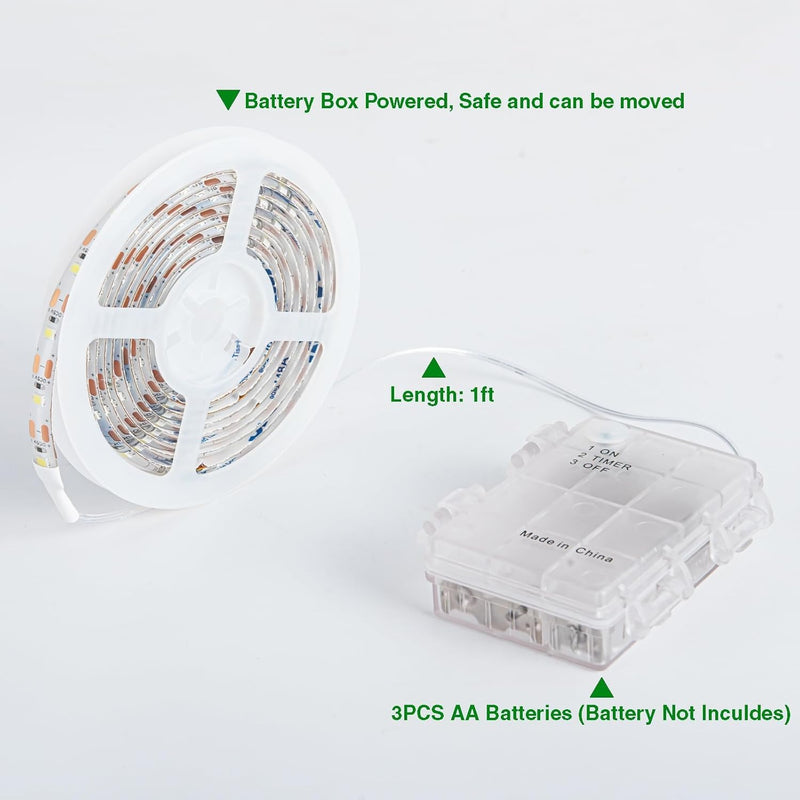 Battery Powered Led Strip Lights, Warm White, with Remote, 13.2ft, 240LEDs Dimmable, Timer, Cuttable Suitable for Bathroom, Fish Tank, Marriage, Kitchen, Waterproof. Warm white/13.2ft