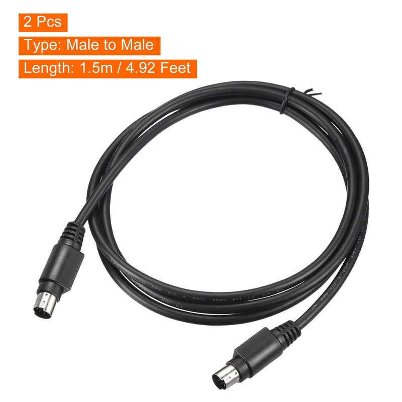 MECCANIXITY PS/2 Mouse and Keyboard Extension Cable 6 Pin 4.92 Feet Male to Male for PC 2 Pcs Black