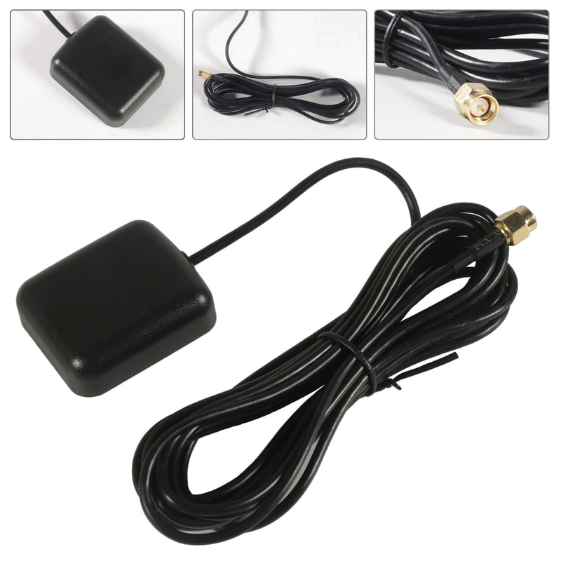 GPS Navigation Antenna with SMA Male Connector Vehicle Waterproof Active GPS Antenna for Car Stereo Head Unit GPS Navigation System Module Truck Marine Boat GPS Tracker
