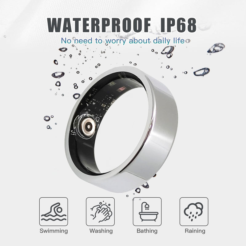 Smart Ring Health Tracker for Women Men, Sleep Tracker with Heart Rate and Blood Oxygen, Fitness Ring for Activity Monitoring, 15 Days Battery, No Subscription, Titanium Alloy(Black, #10)