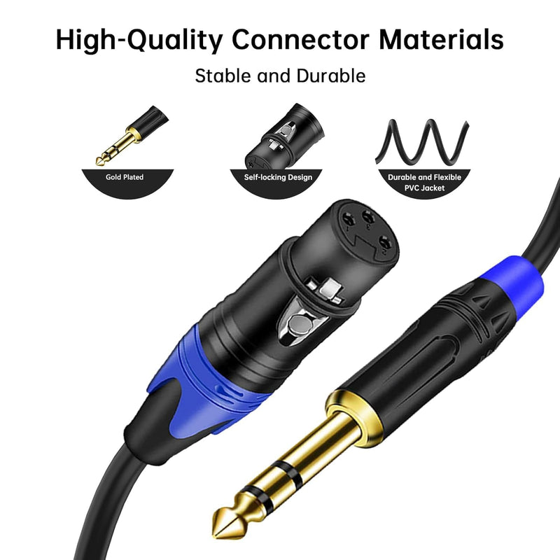 XLR to 1/4 TRS Stereo Adapter, XLR Female to 1/4 Inch (6.35mm) Balanced Microphone Stereo Audio Converter Adapter Cable (2Pack / 25 FT)