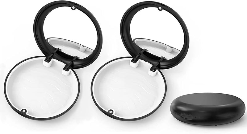 [AUSTRALIA] - Pack of 2 Braces / Teeth Box with Mirror, Denture Box, Brace Box, Grinding Splint Box, Prosthetic Container Black for Braces or Dentures Storage 