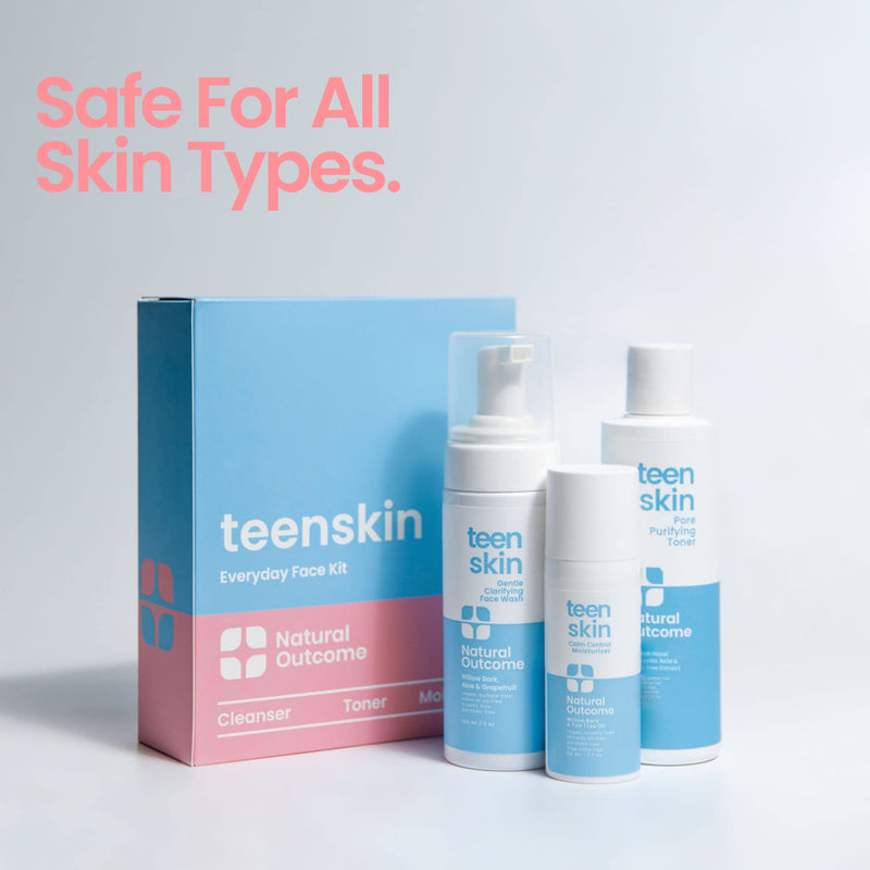 Teen Skin 3-Step Skin Care Kit | Daily Boys & Girls Skin Care Regimen | Face Wash, Toner, & Moisturizer | Perfect for Teens Preteens & Kids Looking to Prevent Acne | 3 Pc