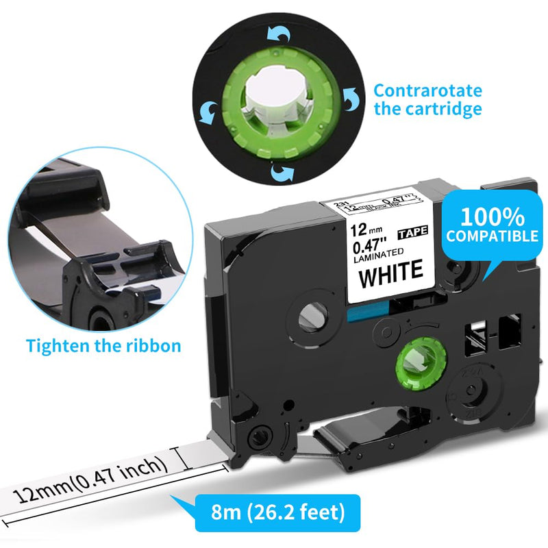 [AUSTRALIA] - 4-Pack Compatible with Brother Label Maker Tape TZe-231 TZ-231 P Touch Label Tape 12mm 0.47 White TZ,Work for Ptouch PT-D210 PT-H110 PT-D600 PT-D220 PT-D410,PT-1290,Black on White Tape 8m 26.2ft 