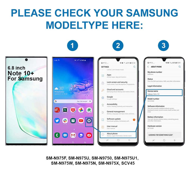 MMOBIEL Front Glass Repair Kit Compatible with Samsung Galaxy Note 10 Plus - 6.8 inch 2019 - Lens Screen Replacement Repair Kit - Incl. Toolkit - Black