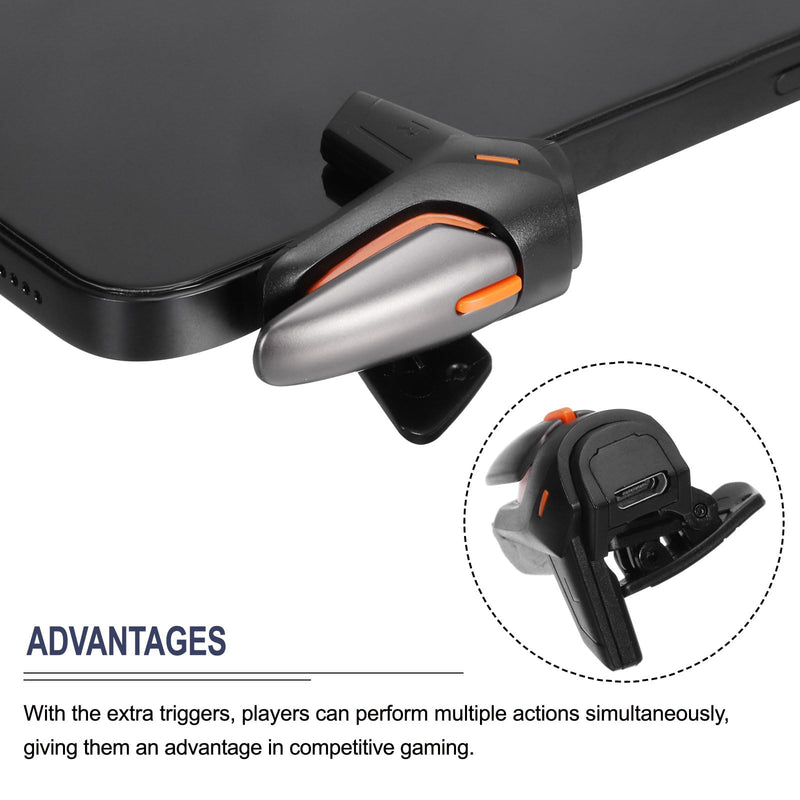 MECCANIXITY Gaming Trigger Mobile Game Controller 1 Pair Fire Key Burst Shooter Black for 4.7-6.5 Inch Cell Phone with 20cm USB Cable