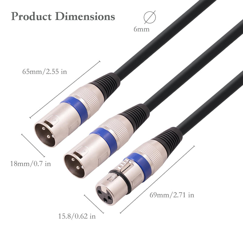 5Pack 5 Color 1.5FT XLR Female to Dual Male Y Splitter Cable, Female to 2 Male 3Pin-XLR Y Cable,Splitter 3Pin 1 F to 2 M for Micphone Mixer 1 XLR F To 2 XLR M 1.5FT 5Pack