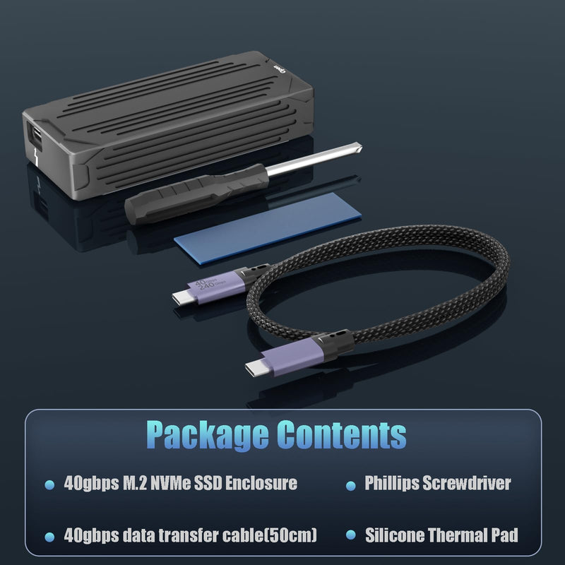 GLOTRENDS ST5109 40Gbps TBT3 M.2 NVMe SSD Enclosure, Compatible with Thunderbolt 5/4/3, Up to 3,000 MB/s with PCIe 3.0 x4 Bus, Support 8TB SSD