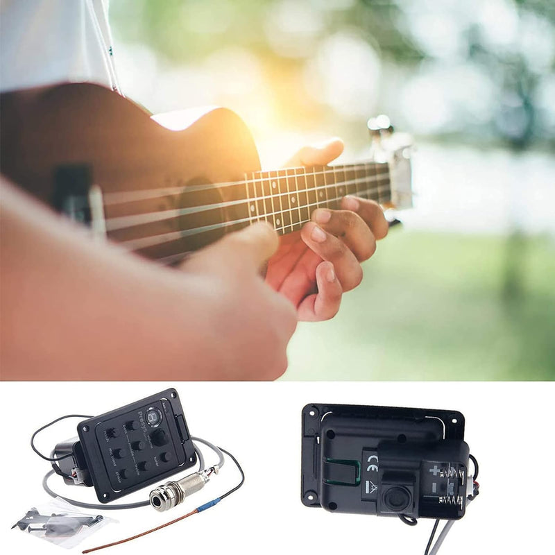Yuehuam Acoustic Guitar EQ Equalizer Onboard Preamp Pickup Tuner Guitar Tool for Acoustic Guitar Musical Instrument EQ Equalizer Guitar Preamp