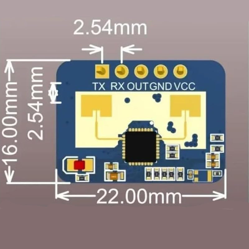 1 x Human Micromotion Detection Millimetre Wave Sensor LD2410C and 24 GHz Frequency Radar Principle Frequency Modulation Continuous Wave (FMCW) Waveform Radar Sensor Module