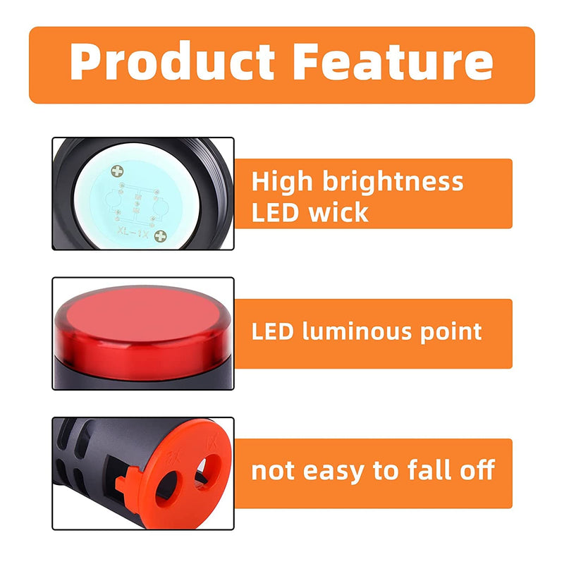 GTIWUNG Pack of 10 AC DC 24 V Energy-Saving LED Indicator Signal Light, LED Indicator Light, Control Light, 22 mm Thread