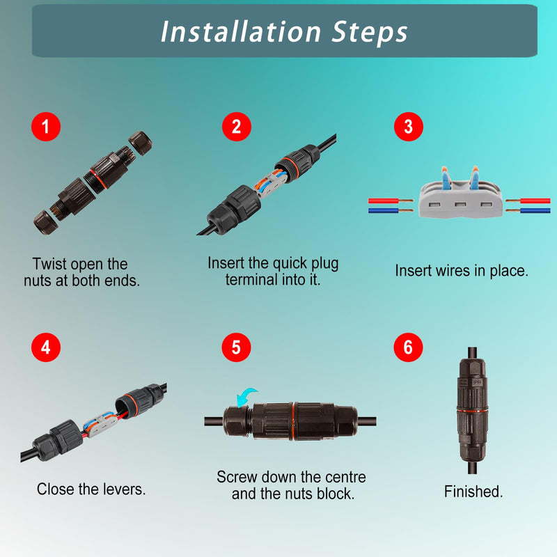 [AUSTRALIA] - 10FT 12V Inline Switch IP68 Waterproof, Outdoor On/Off Toggle Switch with Waterproof Junction Box, DC 12V-24V 20A On Off Switch 12 Volt Inline Cord Switch with Red LED Rocker Button 10FT 