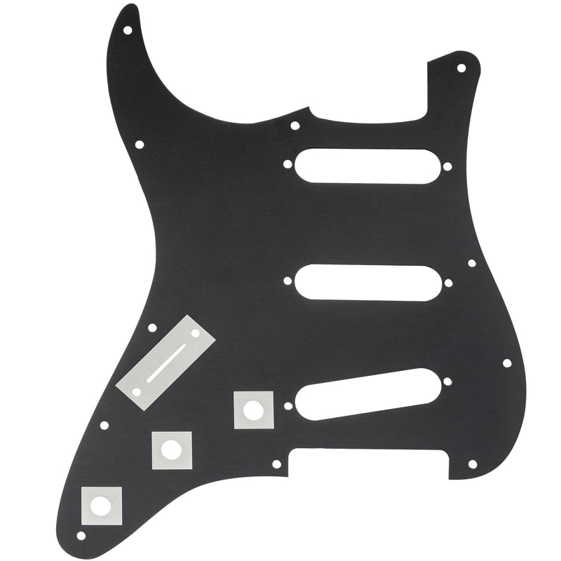 Musiclily Ultra 11 Holes Anodized Aluminum SSS Strat Pickguard ST Guitar Pickguard for American/Mexican Fender Standard Strat Style Electric Guitar, Black