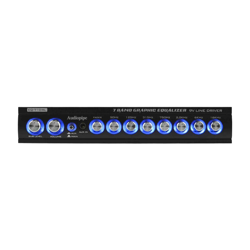 Audiopipe 7 Band Graphic Equalizer with Hi/Lo 9V Line Driver (EQ-710HL)