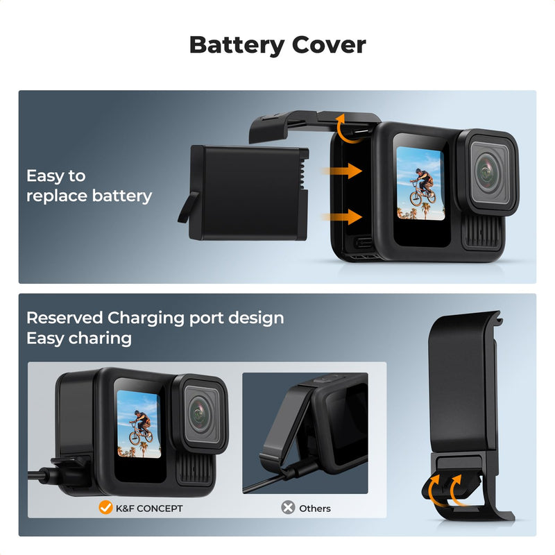 K&F CONCEPT Silicone Sleeve Protective Cover Compatible with GoPro Hero 13 Black, Battery Side Lid + Screen & Lens Protectors & Lens Caps & Lanyard Action Camera Accessories Kit