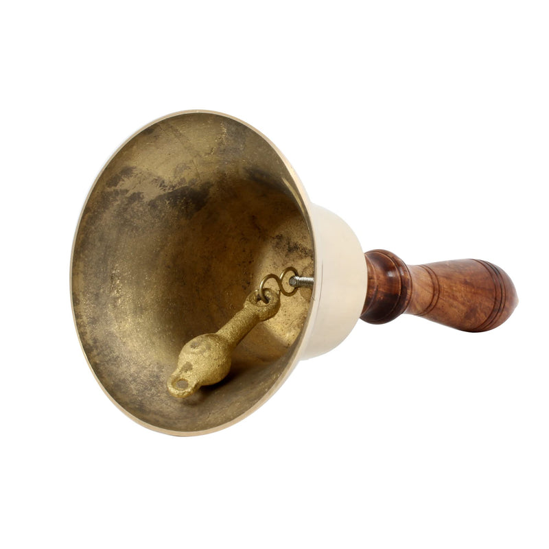 Solid Brass Large Hand Bell - Call Bell Perfect for Wedding Bell,Games Bell, Schools Bell, Reception Desks and Religious Ceremonies and Events. 5 Inch Diameter