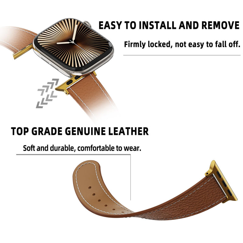 Red Alligator leather+Brown Leather Magnetic Watch Band