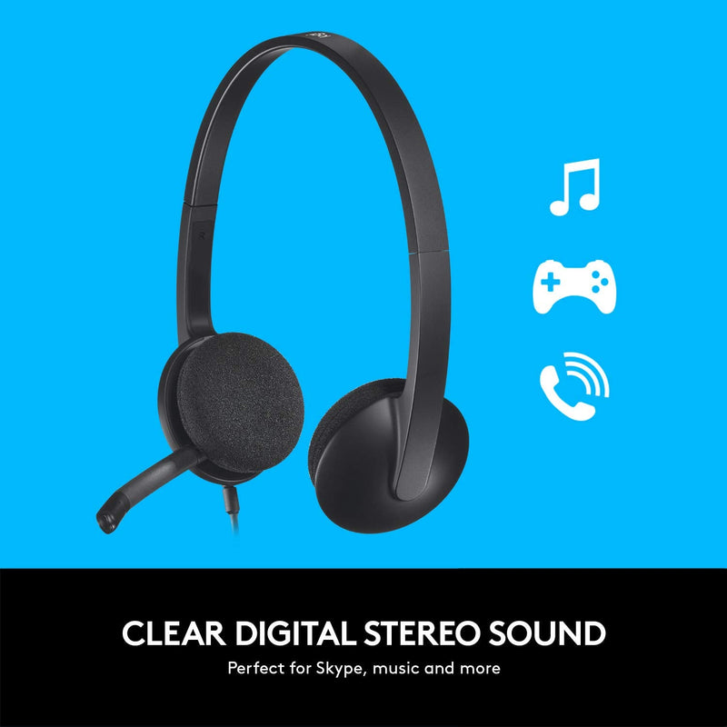 [AUSTRALIA] - Logitech USB Headset H340, Stereo, USB Headset for Windows and Mac - Black (Pack of 1) Standard Packaging 
