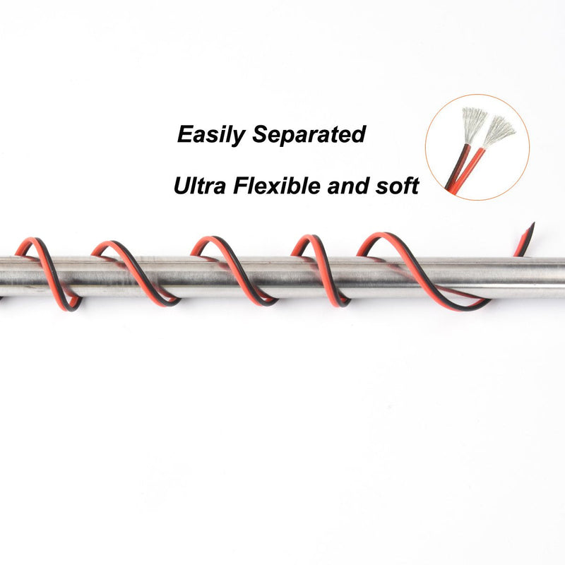 3.3 mm² 12 AWG Silicone Electric Wire Cable Connecting 10 Metres [5 Metres Black and 5 Metre Red] Soft and Flexible Made of Tinned Copper Wire High Temperature Resistance 200 Celsius 600 V 3.3 mm²/12AWG-5 metres