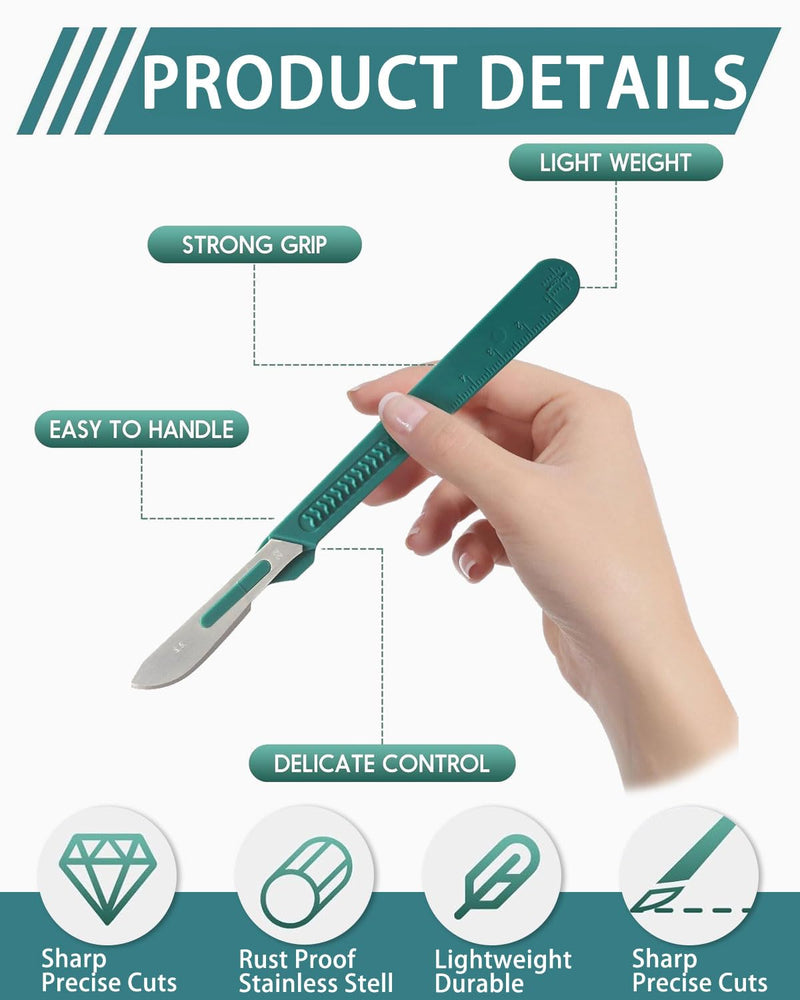 TPZORJX Pack of 10 Disposable Plastic Surgical Scalpel Knives, Disposable Scalpel Blade, Sterilised Disposable Scalpels with Protective Cap, Individually Packed Scalpels