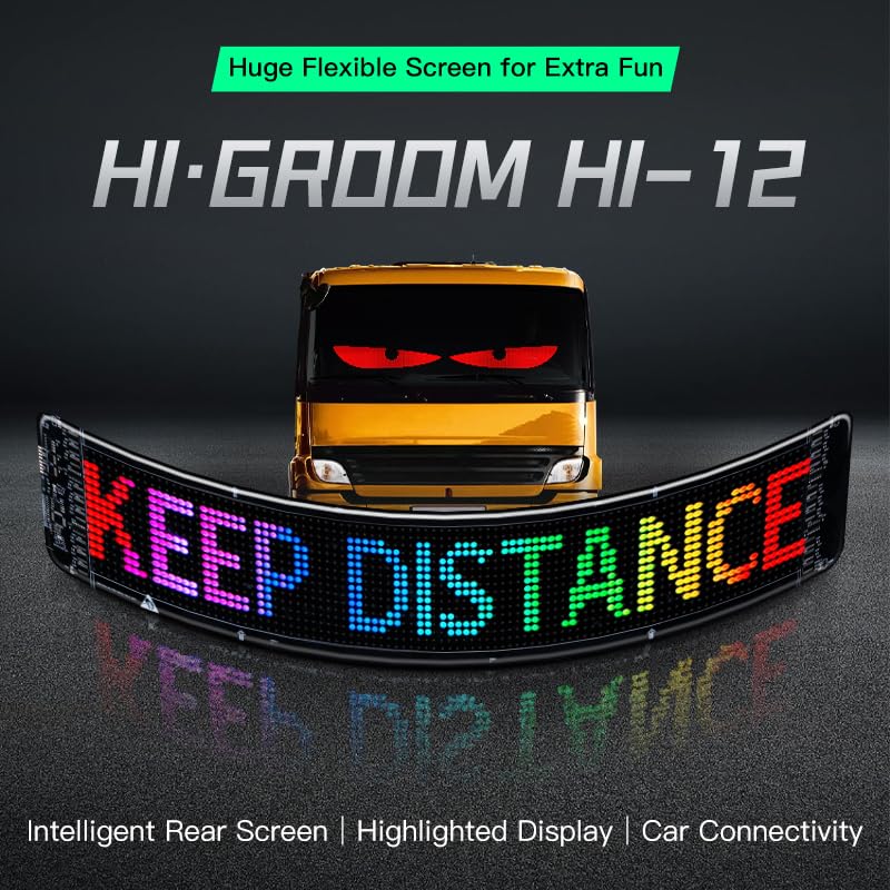 Gelrova Dynamic LED Devil Eye Lights, 23.6" x 4.7" Mega LED Car/Store Display, Jumbo Programmable Panel, USB-Powered, App/Remote Control, Custom Scrolling Text & GIFS for Trucks, Shops, Events 23.6" x 4.7"