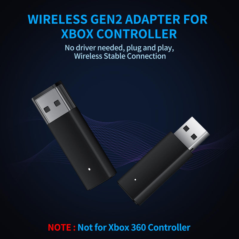 Wireless Adapter Dongle Accessories with Official IC Chip for PC Windows 10 11 Compatible with Xbox One Controller Black