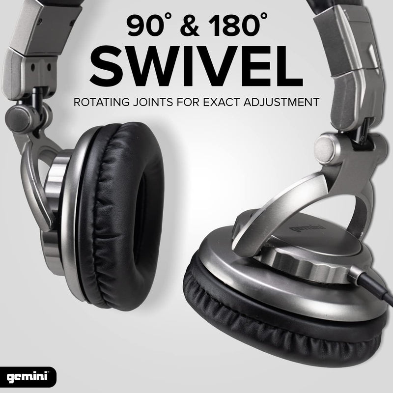Gemini Sound DJX-500 Professional DJ Headphones, Over-Ear, Wired, 90°/180° Rotating Joints, 57mm Drivers, Padded Ear Cups - Ideal for Studio Monitoring