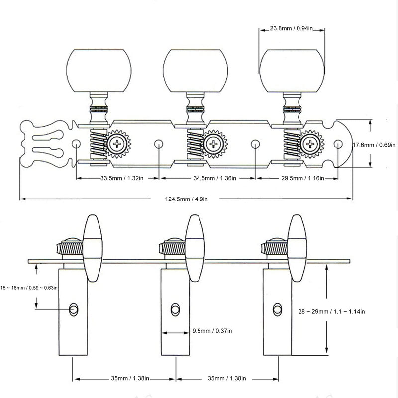 [AUSTRALIA] - 2Pcs Guitar Tuners Machine Head, Classical Guitar String Machine Heads Tuning Pegs Keys Tuners Set White Button 