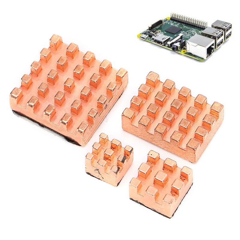 Pure Copper Heatsink, 4 Heatsinks Made of Pure Copper, Durable and Unbreakable for Raspberry PI 4B 1G 2G 4G (Copper)