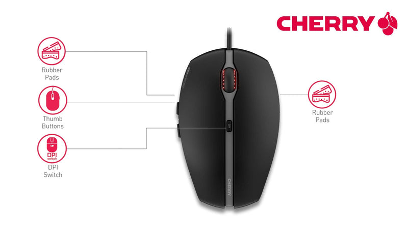 Cherry GENTIX 4K mice USB Optical 3600 DPI Ambidextrous, Black Single