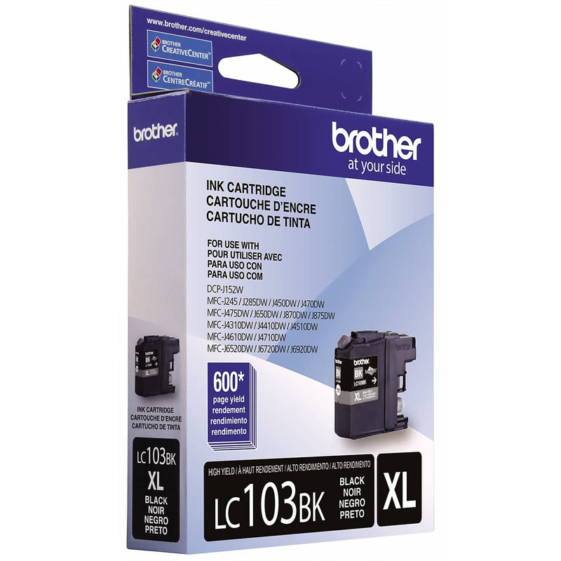Brother Genuine High Yield Black Ink Cartridge, LC103BK, Replacement Black Ink, Page Yield Up to 600 Pages, Amazon Dash Replenishment Cartridge, LC103, 1 OEM Cartridge 1 Count (Pack of 1)