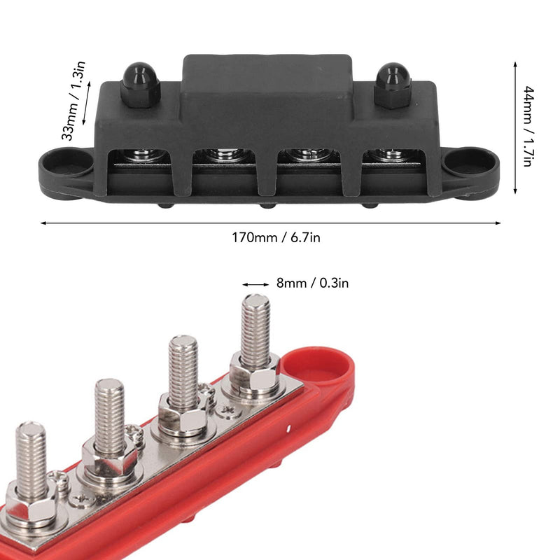 4-Pin Busbar 48 V 250 A with Brass Board M8 Screw Terminals for DC Systems