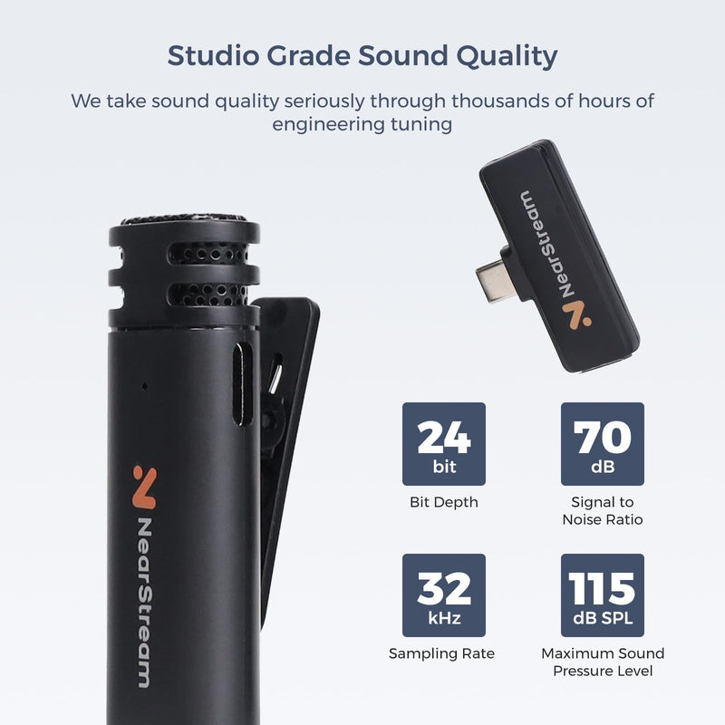 Wireless Lavalier Microphone for iPhone Android Tablet PC, Lapel Microphone Wireless with 2.4G Ultra-Low Delay, Noise Cancellation, Mute Button, 6H for Record, Vlog, Podcast (AWM10T-Plus) AWM10T-Plus