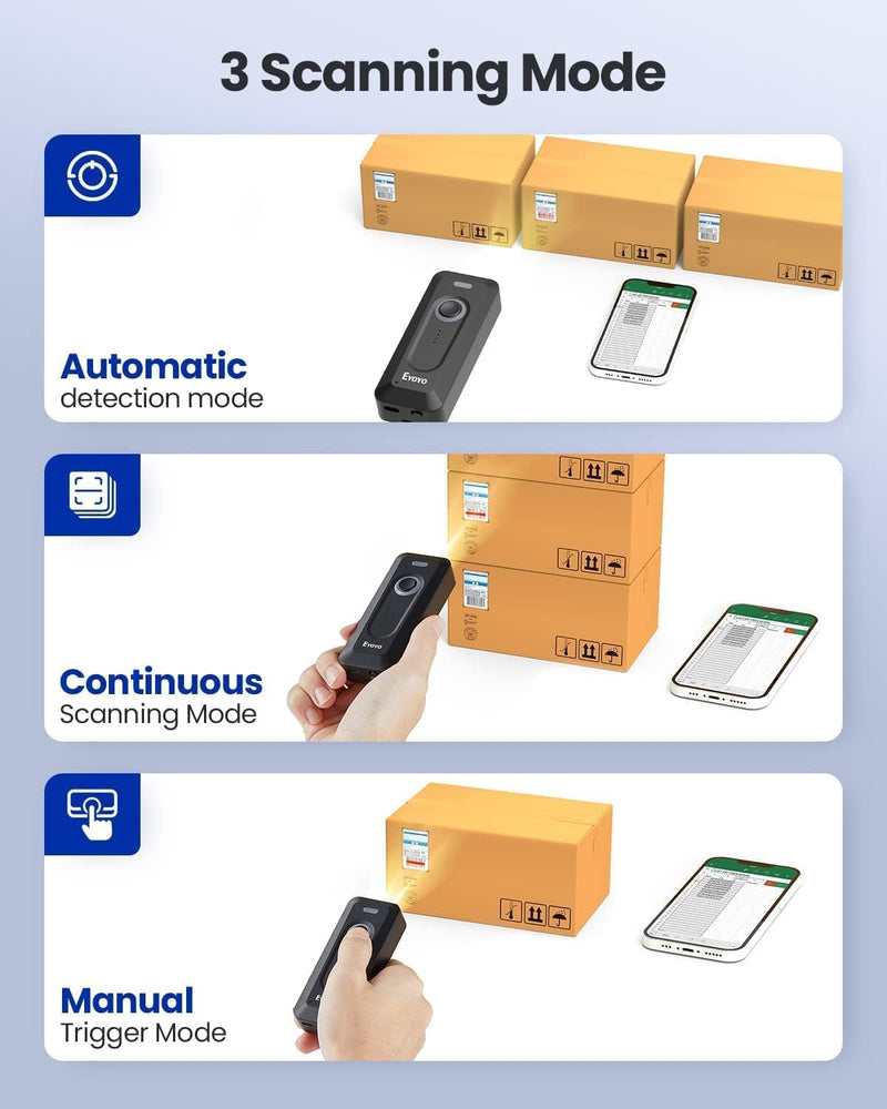 [AUSTRALIA] - Eyoyo Bluetooth 2D Barcode Scanner Wireless with Clip, 2000mAh Battery with Level Indicator, Portable Mini QR Bar Code Reader for Library Book Inventory Compatible with Android Phone, iPad, iPhone 
