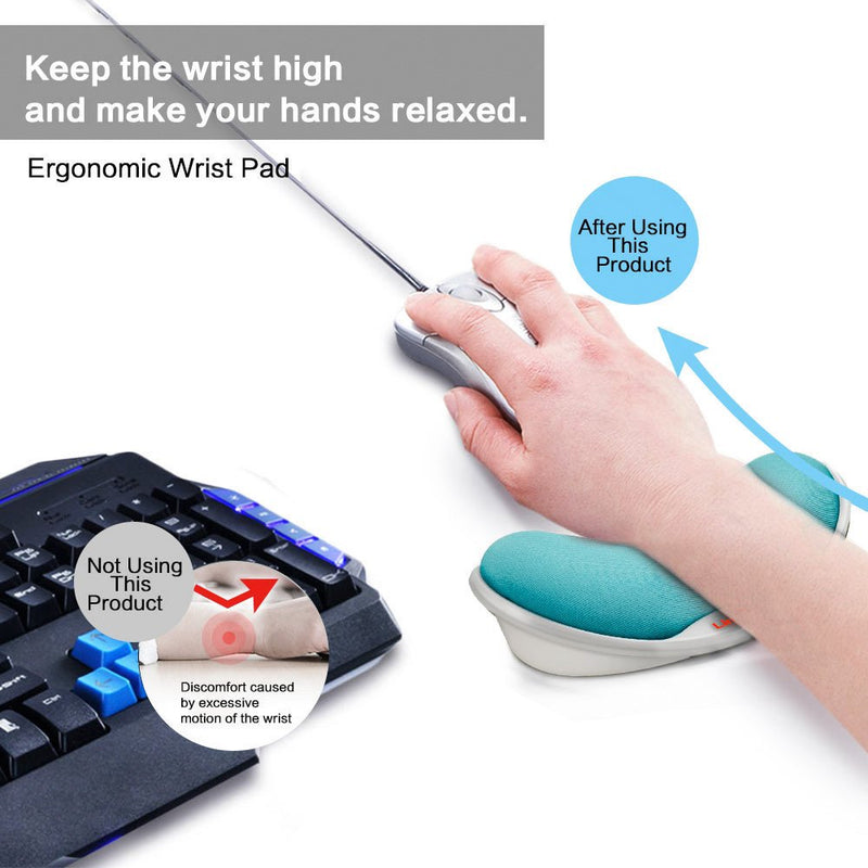 LINGSFIRE Memory Foam Mouse Wrist Rest Keyboard Wrist Rest Pad Anti-Skid Mousepad Support Wrist Rest Mat for Office Computer Laptop Mac- Durable Comfortable Lightweight Easy Typing Pain Relief (Blue) Blue