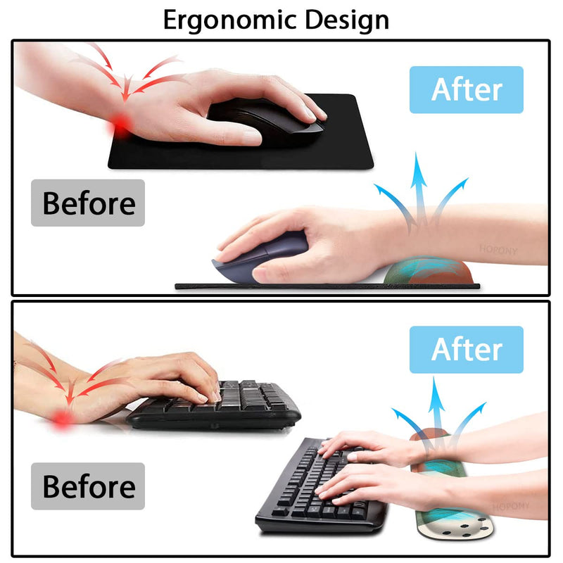 Keyboard Wrist Rest and Mouse Wrist Rest Pad, Made of Memory Foam, Ergonomic Support, Easy Typing and Relieve Wrist Pain, Perfect for Gaming, Computer, Office, Laptop,Modern Abstract Modern Abstract