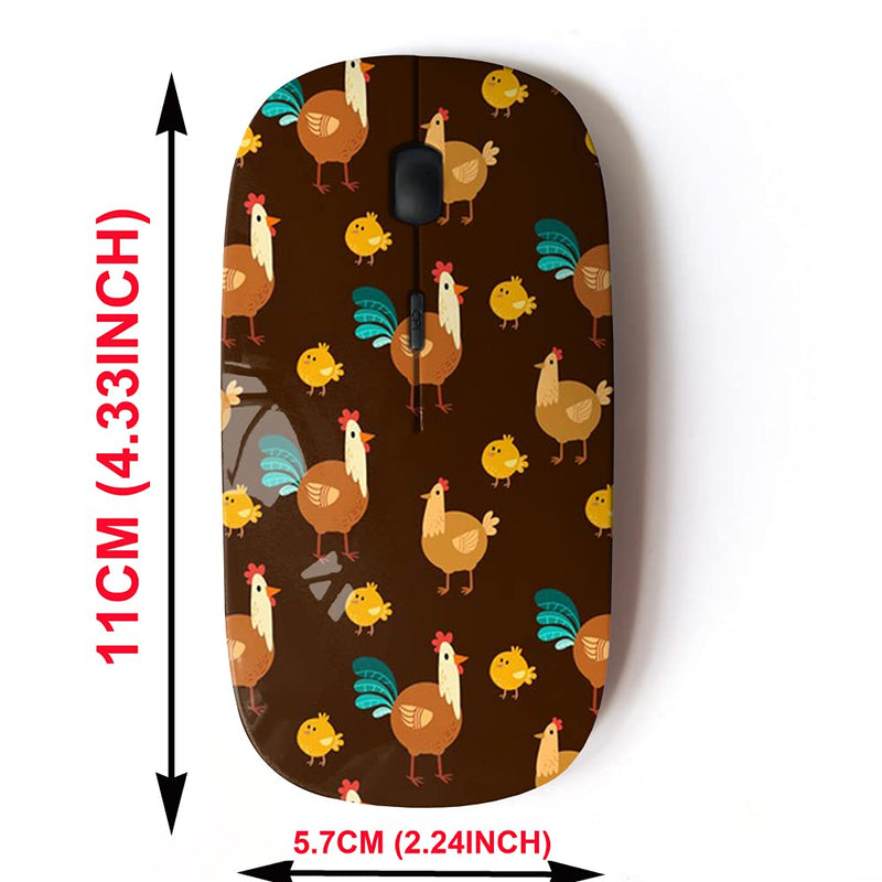 2.4G Wireless Mouse with Cute Pattern Design for All Laptops and Desktops with Nano Receiver - Cute Brown Different Chicken