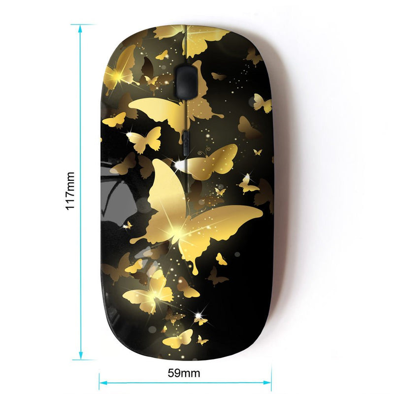 KOOLmouse [ Optical 2.4G Wireless Mouse ] [ Gold Butterfly Bling Black Paint Money ]
