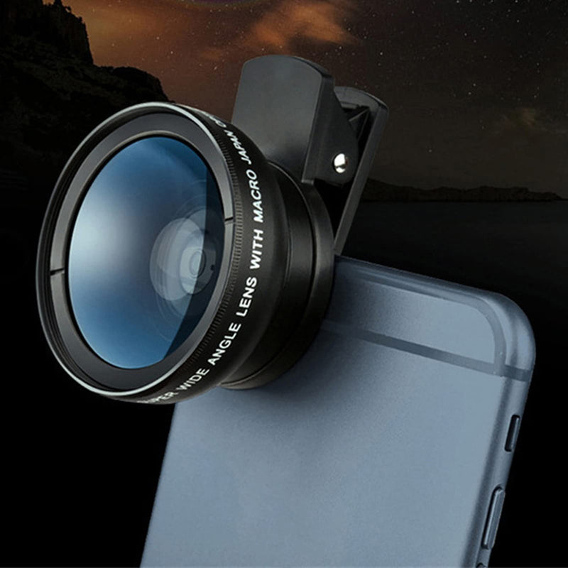 Generic 2 in 1 Phone Lens, 0.45X Wide Angle and 12.5X Macro Lens with Universal, for Most Smartphones and Tablets (Black) Black