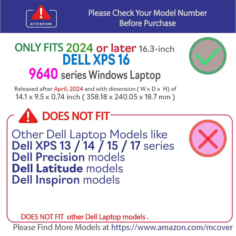 [AUSTRALIA] - mCover Case ONLY Compatible for 2024 or later 16.3" Dell XPS 16 9640 series non-2-in-1 Traditional Windows Notebook Computers (NOT Fitting ANY Other Dell Models) - Black 